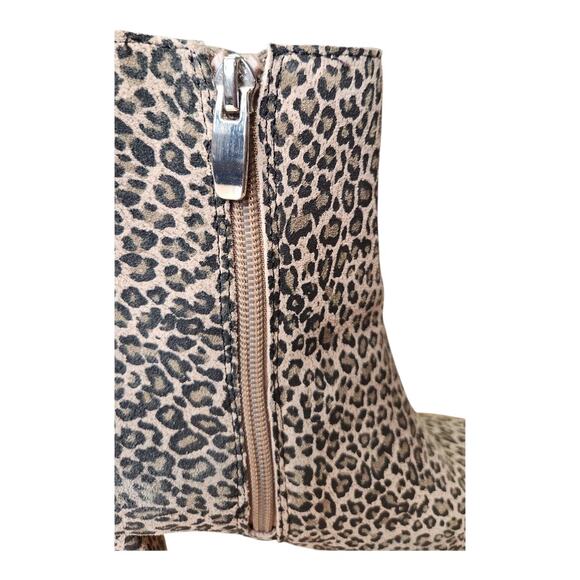 Steve Madden Nix Leopard Animal Print Suede Leather Heel Bootie Boots Size 8.5 - Picture 5 of 8